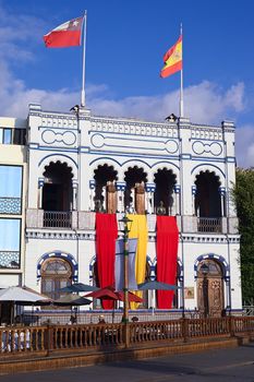 IQUIQUE, CHILE - JANUARY 22, 2015: The building of the Casino Espanol (Spanish Casino) on Plaza Prat main square on January 22, 2015 in Iquique, Chile