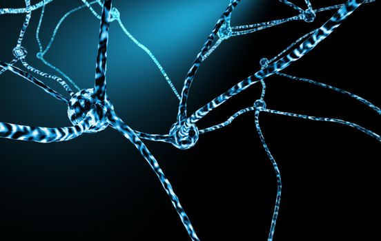 Human neurons 3d concept illustration of nervous system stucture with nerve cells and neuronal networks.