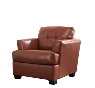 Classic Brown leather armchair isolated on white background with clipping path.