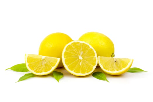 fresh lemons on white background