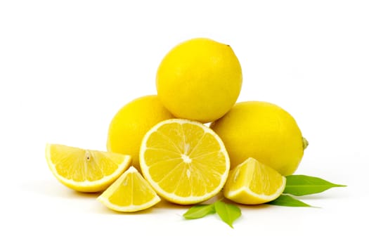 fresh lemons on white background