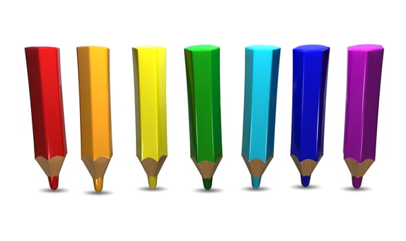 Illustration of Colored Pencils on White Background