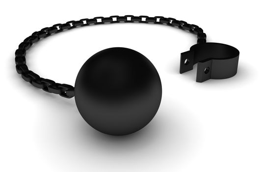 Illustration of an iron ball and chain