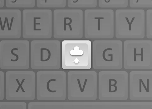 Illustration of a computer keyboard with a cloud icon key