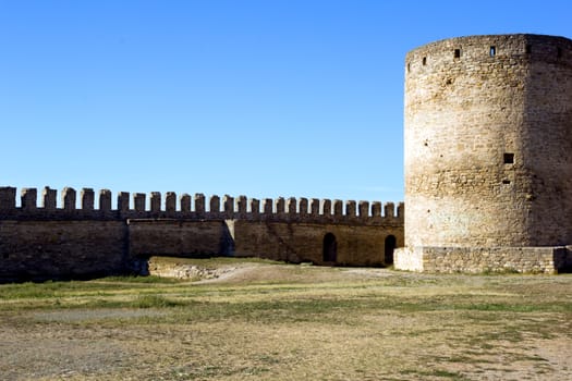 big tower in the fortress in Belgorod-Dnestrovsk