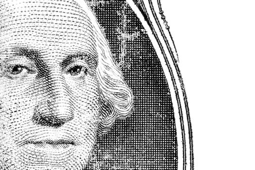 george washington dollar bill portrait isolated on white
