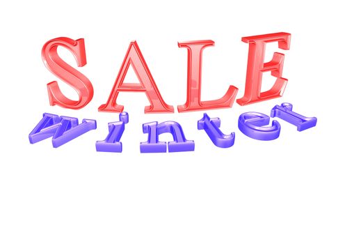 Glossy blue three-dimensional inscription Winter Sale as a sign.
