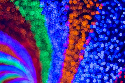 Beautiful rainbow bokeh abstract background from tunnel lights