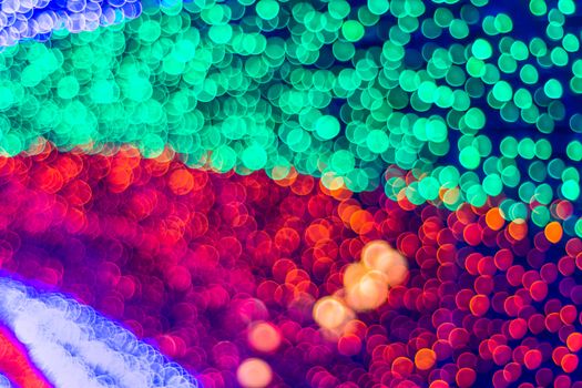 Beautiful rainbow bokeh abstract background from tunnel lights