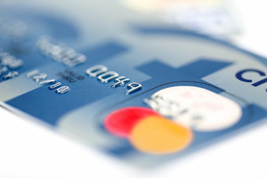 close up stacking credit cards , selective focus by very shallow focus