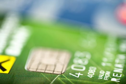 close up stacking credit cards , selective focus by very shallow focus