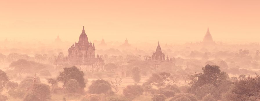 Temples of Bagan an ancient city located in the Mandalay Region of Burma, Myanmar, Asia.