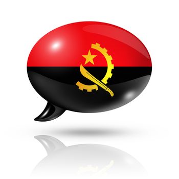 three dimensional Angola flag in a speech bubble isolated on white with clipping path