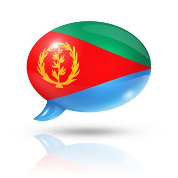 three dimensional Eritrea flag in a speech bubble isolated on white with clipping path