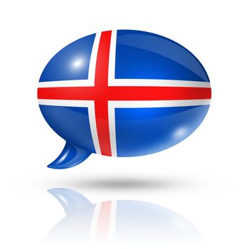 three dimensional Iceland flag in a speech bubble isolated on white with clipping path