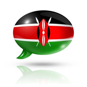 three dimensional Kenya flag in a speech bubble isolated on white with clipping path