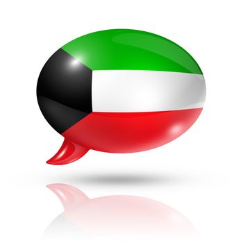 three dimensional Kuwait flag in a speech bubble isolated on white with clipping path