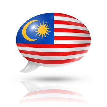three dimensional Malaysia flag in a speech bubble isolated on white with clipping path