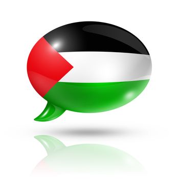 three dimensional Palestine flag in a speech bubble isolated on white with clipping path