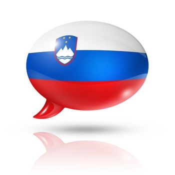 three dimensional Slovenia flag in a speech bubble isolated on white with clipping path