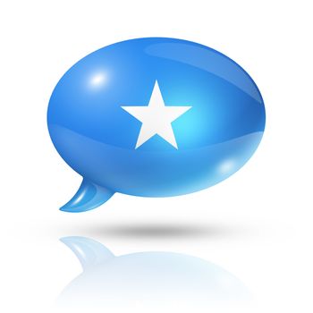 three dimensional Somalia flag in a speech bubble isolated on white with clipping path
