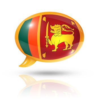 three dimensional Sri Lanka flag in a speech bubble isolated on white with clipping path