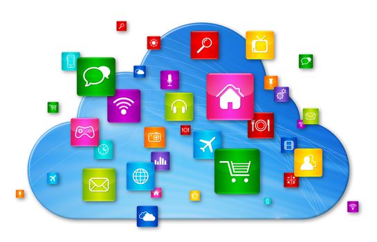 Cloud Computing concept. apps icons set isolated on white