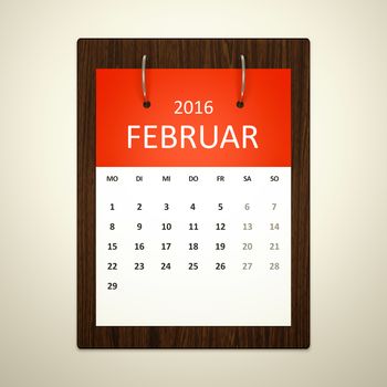 An image of a german calendar for event planning 2016 february