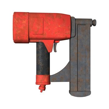 3D digital render of a nail gun isolated on white background