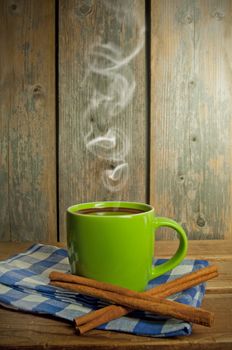 Steaming hot chocolate in a cup 