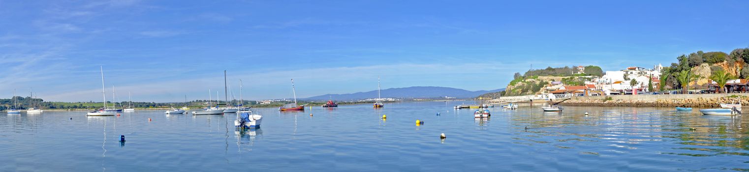 Panorama from the harbor and village Alvor in Portugal