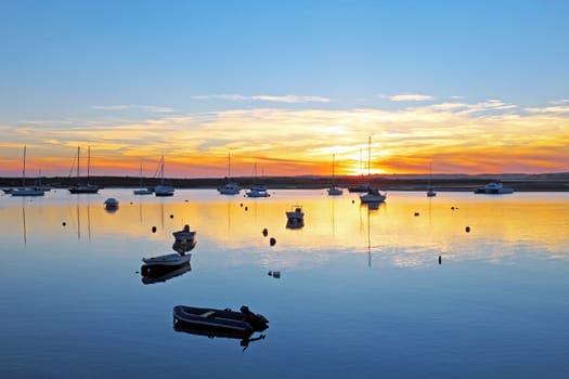 Harbor from Alvor in Portugal at twilight