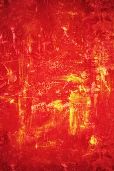 Grungy red and orange background with texture brush strokes.