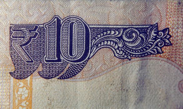 Rupee Symbol on Ten rupee banknote