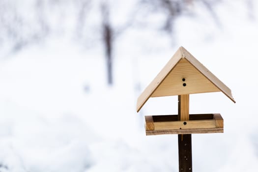 Winter bird feeders made of wood person