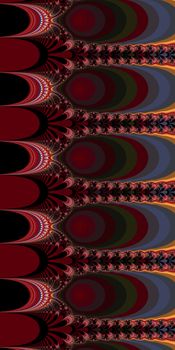 An abstract fractal design representing a cathedral window in multiple colors.