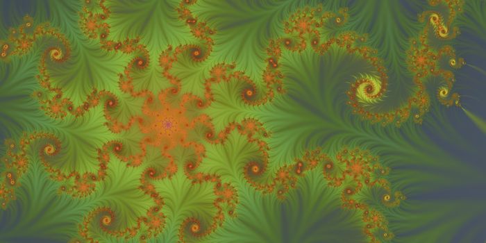 An abstract fractal design representing many leaves and flowers in the deep jungle.