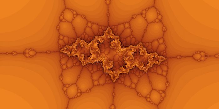 An abstract fractal design representing a interweaving chain in golden colors.