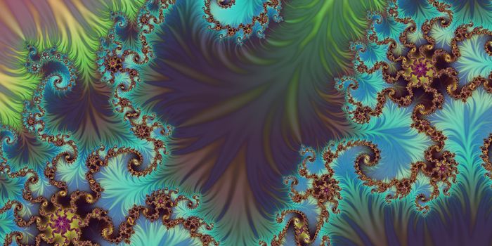 An abstract fractal design representing many leaves and flowers in a spring garden.