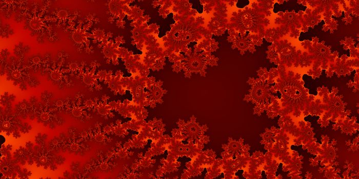 An abstract fractal design representing the vivid red colors of the cranberry fruit.