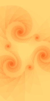 An abstract fractal design representing interweaving swirls in gold, yellow and orange colors.