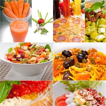 healthy Vegetarian vegan food collage nested on white frame