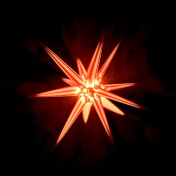 Abstract red crystal on the black background