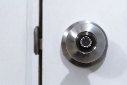 Handle on white wooden door.