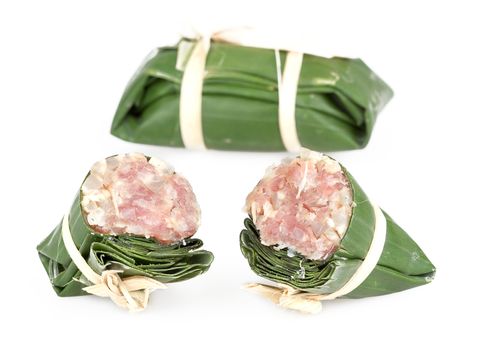  pickled pork sausage - traditional Thai food preservation on white background