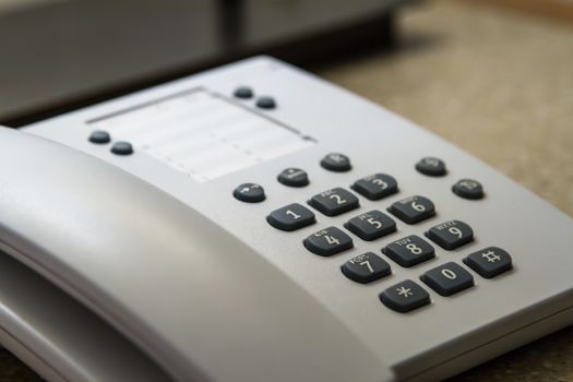 Telephone for service in hotel room.