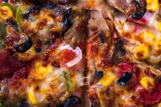 Close up view of delicious fresh pizza.