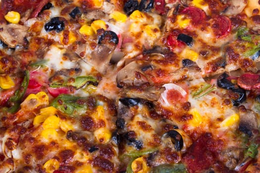 Close up view of delicious fresh pizza.