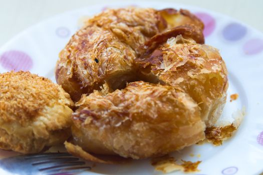 Close up view of pastry food.