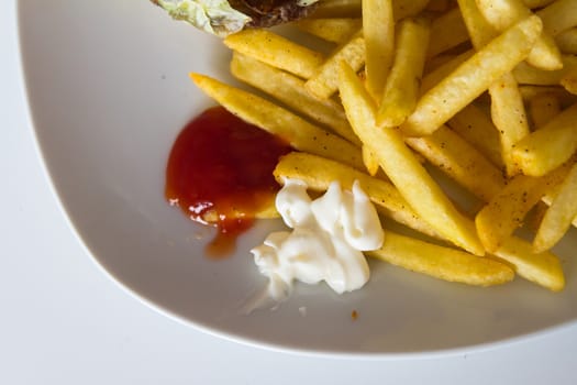 Close up view of sliced potatoes.